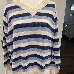 Woman's Blue & White Stripped Sweater